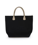 Fenn Canvas – Black – Gold Zip – Taupe Handle
