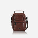Brando Gent's Leather Bag With Top Handle, Brown
