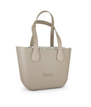 Fenn Petite – Stone – Pattern Inner – Silver Zip – Light Stone Flat Handle