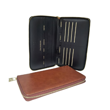 Pierre Cardin PU leather passport travel wallet tan