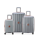 Delsey ST Tropez set 3 Expandale Suitcases (L-77CM) (M-67CM) (S-55CM) Platinum