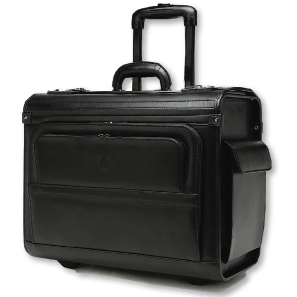 Tosca Leather Laptop Pilot Case With Wheels 622 75 Saleys Travel Goods