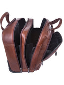 Cellini Infiniti Leather Business Case on Wheels Brown