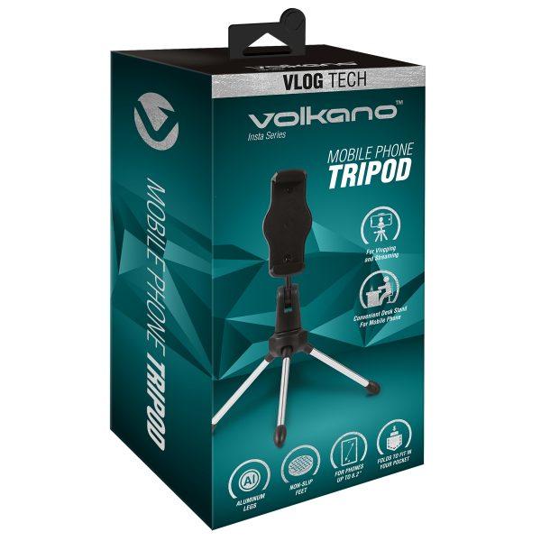 Volkano Insta Series Mobile Phone Tripod with Non-Slip Feet & Sturdy Aluminium Legs
