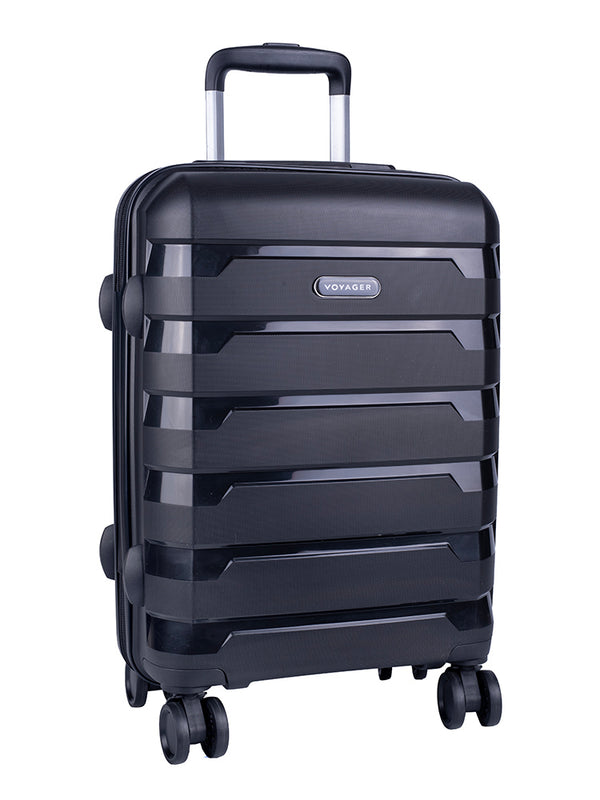 Voyager Pacific 4 55cm Wheel Carry On Trolley Case Black
