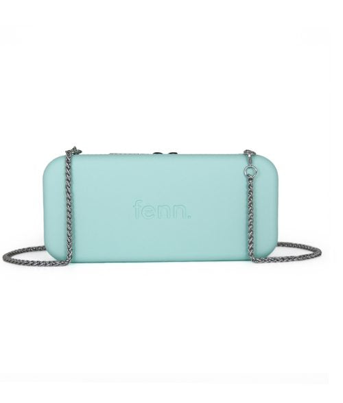 Fenn Wallet – Aqua – Silver Zip – Silver Chain