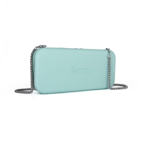 Fenn Wallet – Aqua – Silver Zip – Silver Chain