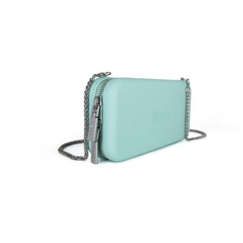 Fenn Wallet – Aqua – Silver Zip – Silver Chain