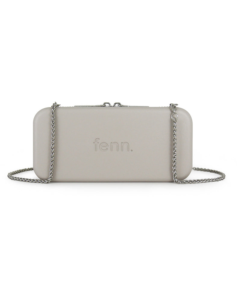 Fenn Wallets – Mushroom/ Grey – Silver Zip – Silver Chain
