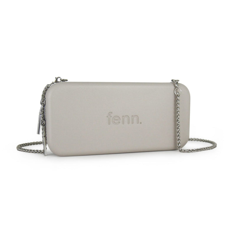 Fenn Wallets – Mushroom/ Grey – Silver Zip – Silver Chain