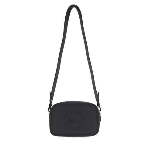 Fenn Cross Body – Black– Silver Zip – Black  Strap