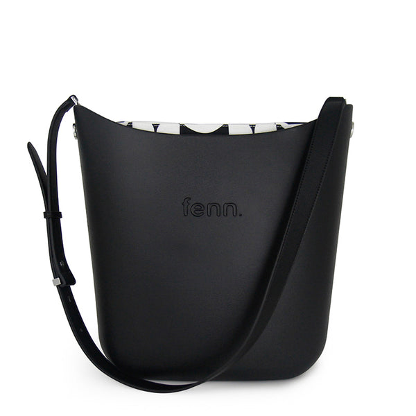 Fenn – Black – Pattern Inner – Silver Zip – Black Flat Handle/ Silver Trim