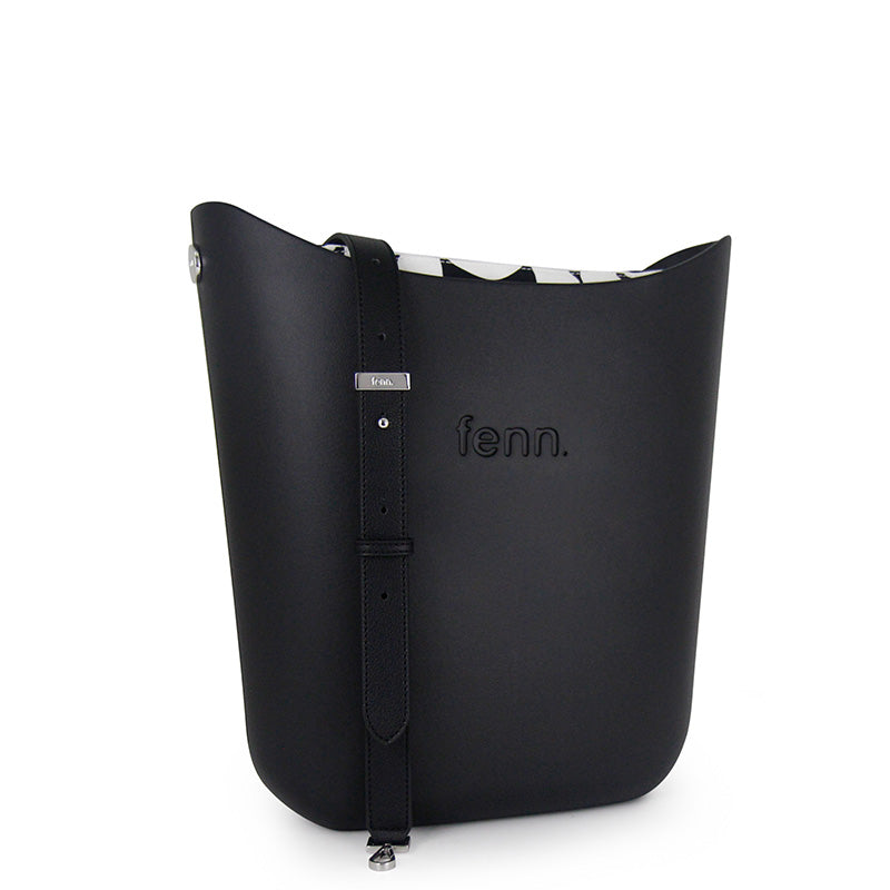 Fenn – Black – Pattern Inner – Silver Zip – Black Flat Handle/ Silver Trim
