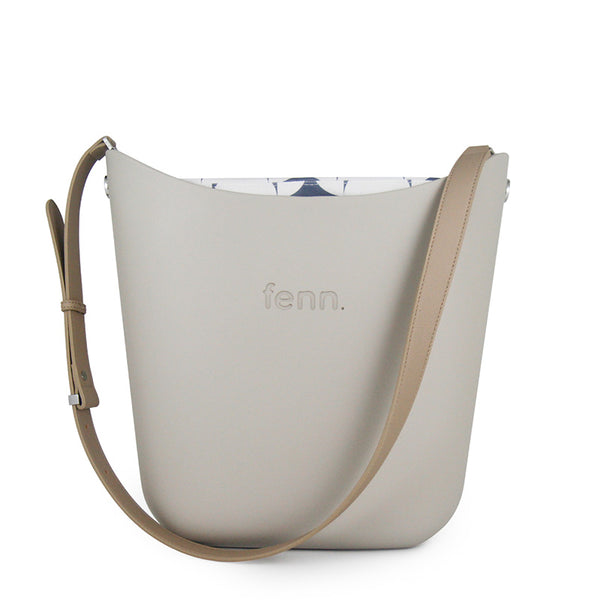Fenn – Mushroom – Pattern Inner – Silver Zip – Light Stone Flat Handle/ Silver Trim