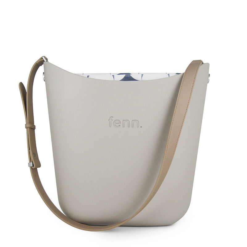 Fenn – Mushroom – Pattern Inner – Silver Zip – Light Stone Flat Handle/ Silver Trim