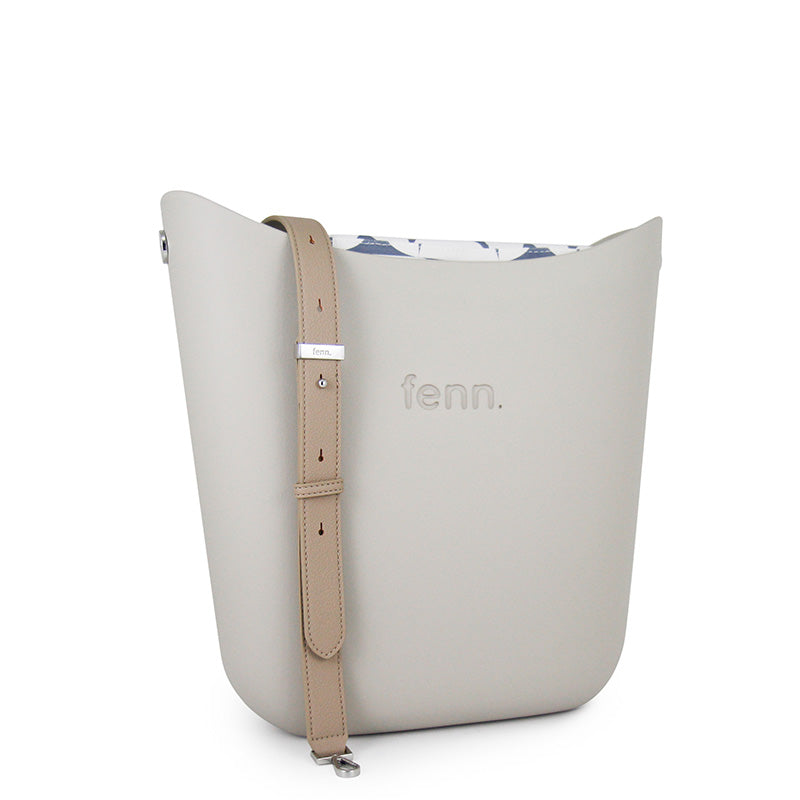 Fenn – Mushroom – Pattern Inner – Silver Zip – Light Stone Flat Handle/ Silver Trim