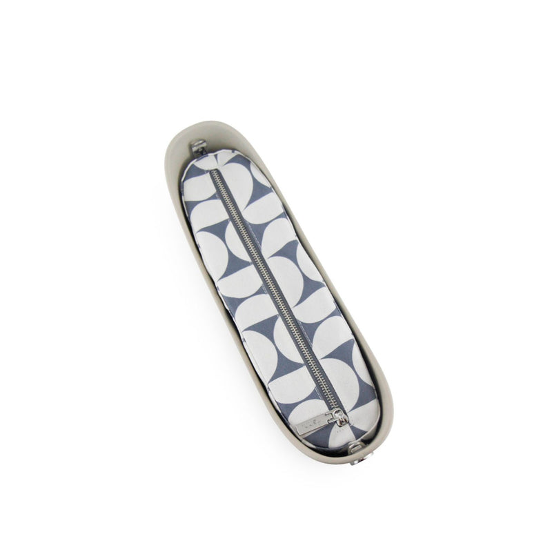 Fenn – Mushroom – Pattern Inner – Silver Zip – Light Stone Flat Handle/ Silver Trim