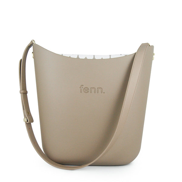 Fenn – Stone – Pattern Inner – Gold Zip – Light Stone Flat Handle