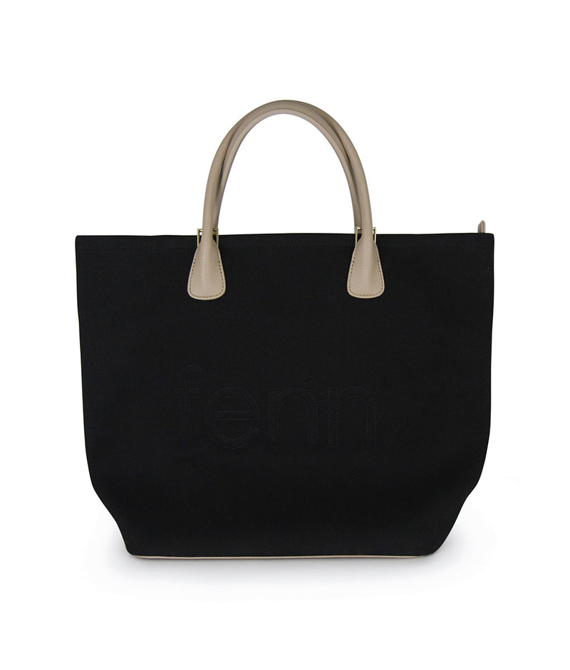 Fenn Canvas – Black – Gold Zip – Taupe Handle