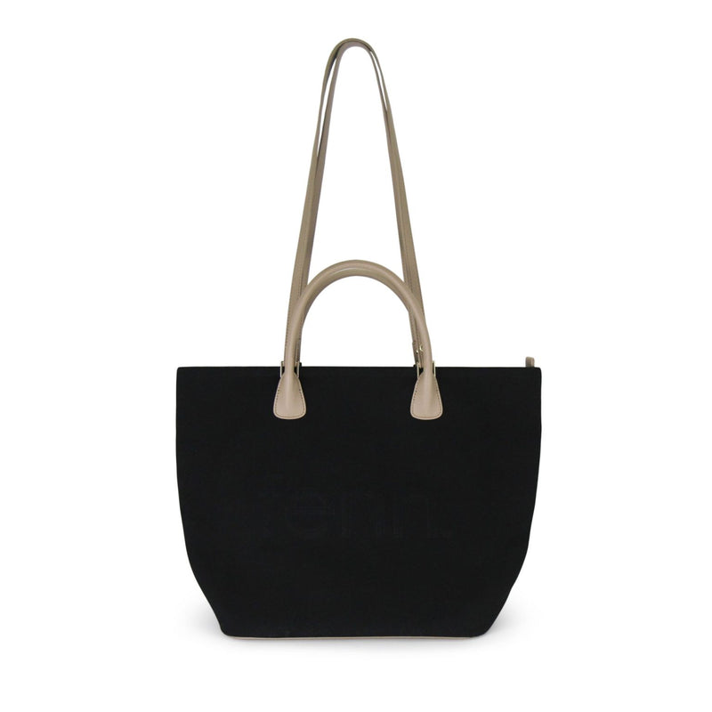 Fenn Canvas – Black – Gold Zip – Taupe Handle