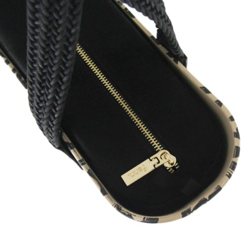 Fenn SAND HEART – black inner – gold zip – black woven handle