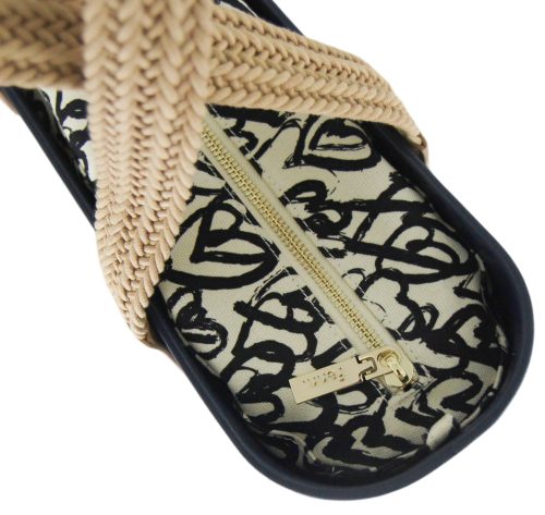 Fenn NAVY – pattern 48 inner – gold zip – tan woven handle
