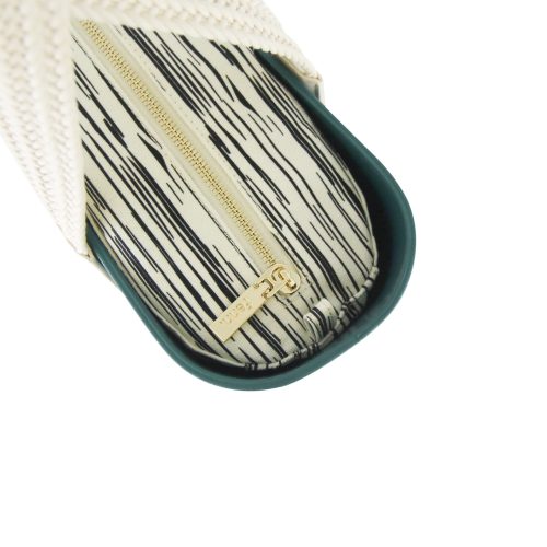 Fenn TEAL – pattern 45 inner – gold zip – off white woven handle