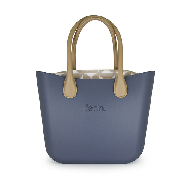 Fenn Original Collection – Denim – Pattern Inner – Gold Zip – Light Tan Round Handle