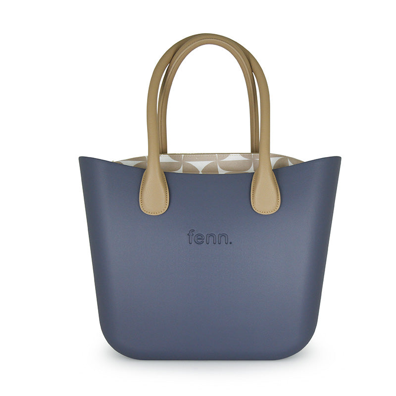 Fenn Original Collection – Denim – Pattern Inner – Gold Zip – Light Tan Round Handle