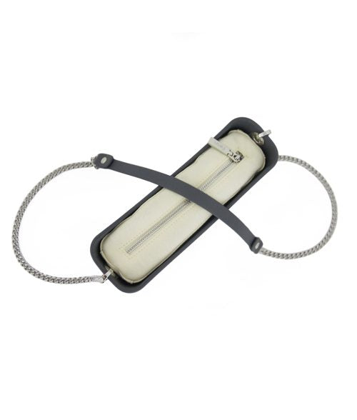 Fenn Classic Collection – Charcoal – Beige Inner – Silver Zip – Charcoal/ Silver Chain