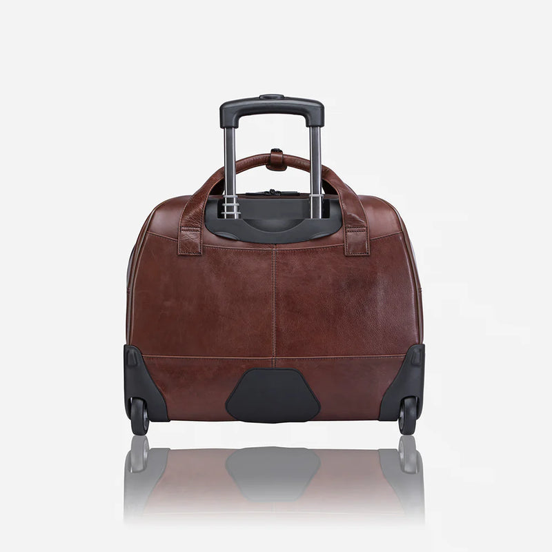 Brando Winchester 17" Leather Laptop Bag On Wheels , Brown