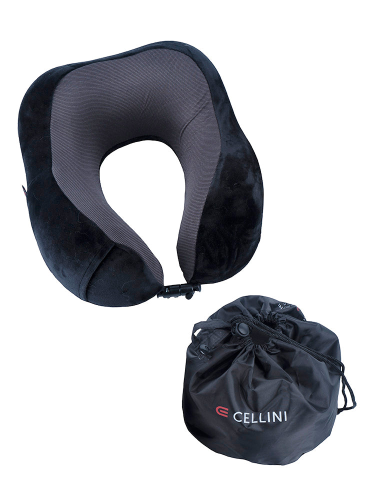 Cellini Accessories Roll-Up Memory Foam Travel Pillow Black