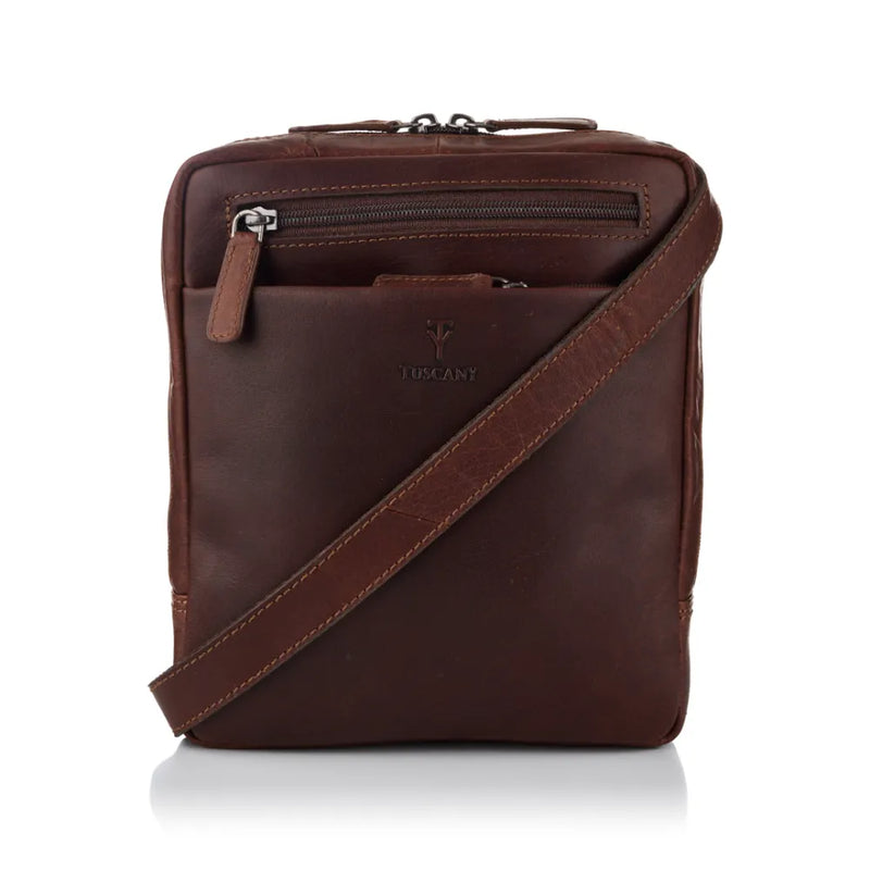 Tuscany Enzo – Top Zip Gusset Crossbody, Brown