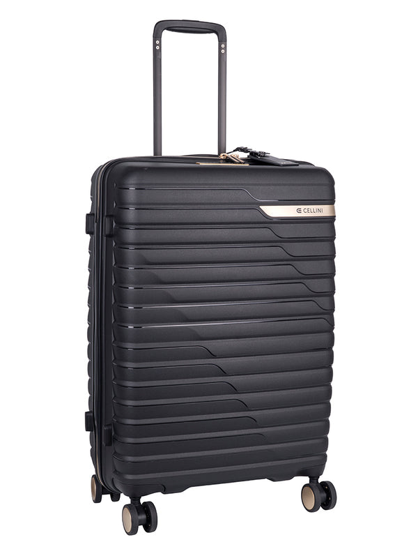 Cellini Allure Hardshell Medium 4 Wheel Trolley Case Black