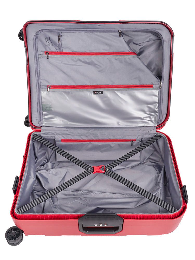 Cellini Safetech Medium 65cm 4 Wheel Trolley Case Red