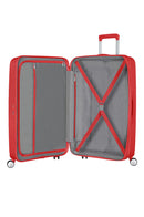 American Tourister Soundbox 4-wheel 77cm large Spinner Expandable suitcase Coral Red