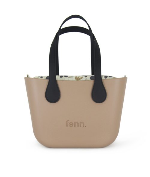 Fenn Petite – Cuppacino – Pattern 46 Inner – Gold Zip – Black Microfibre Flat Handle