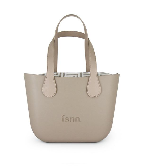 Fenn Petite – Stone – Pattern Inner – Silver Zip – Light Stone Flat Handle