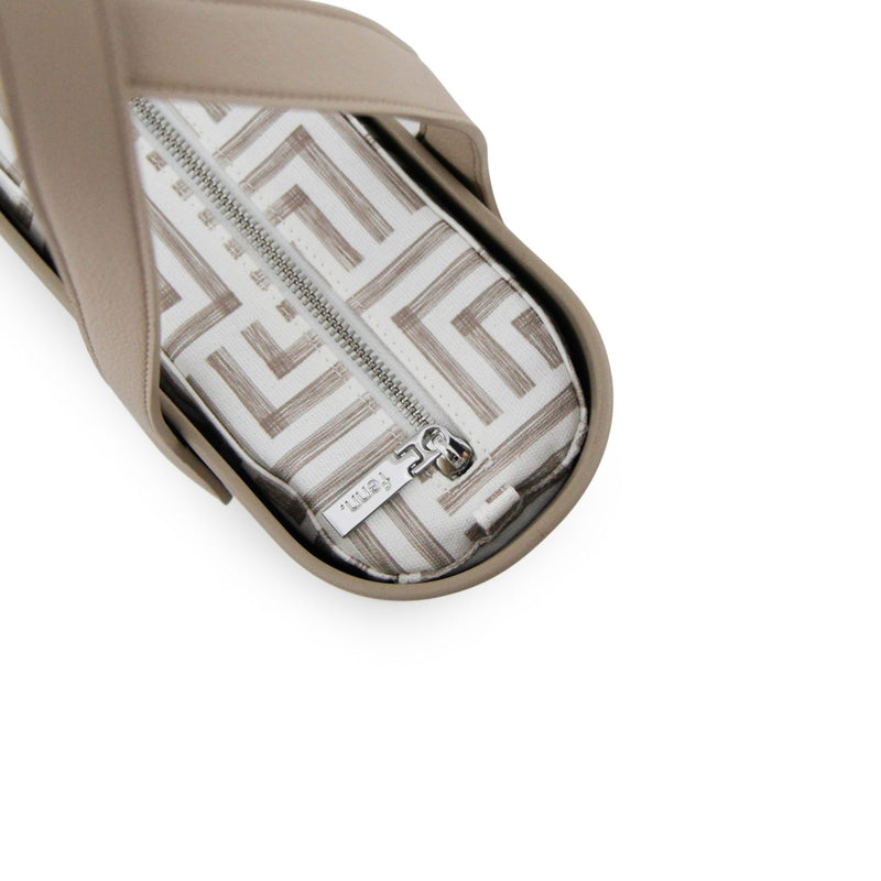 Fenn Petite – Stone – Pattern Inner – Silver Zip – Light Stone Flat Handle