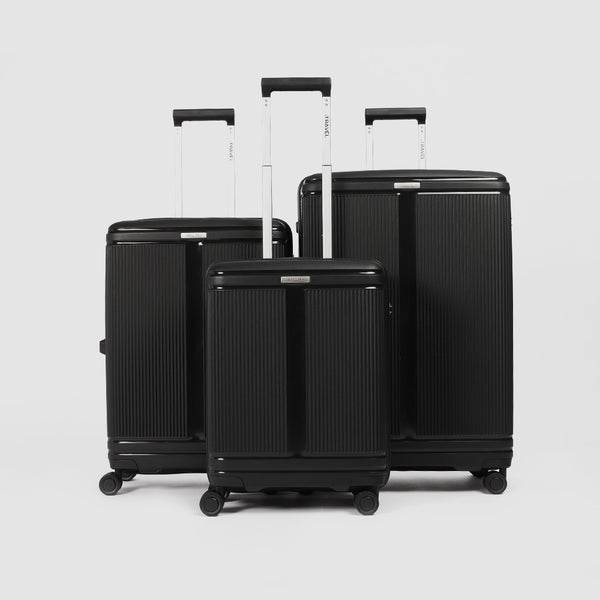 iTravel 3-Piece Malaga Trolley Luggage Set with TSA Locks Black