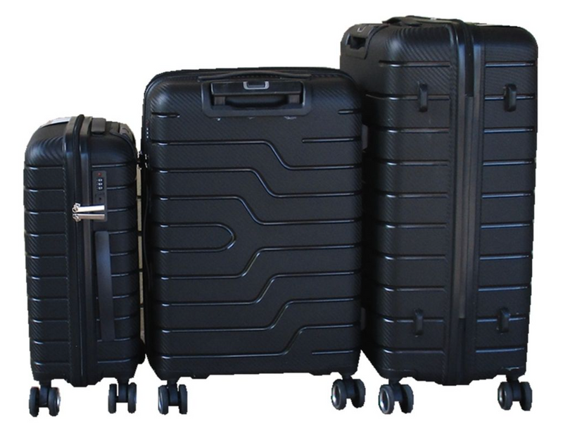 Unbreakable Travel Luggage 3 Piece Suitcases Spinner - Black