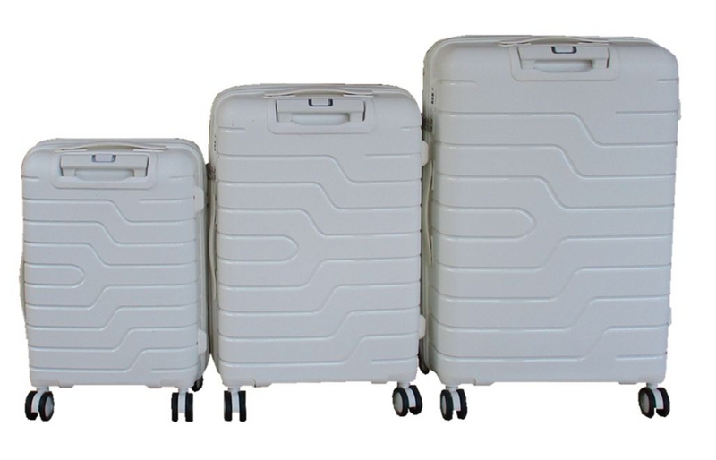 Unbreakable Travel Luggage 3 Piece Suitcases Spinner - White