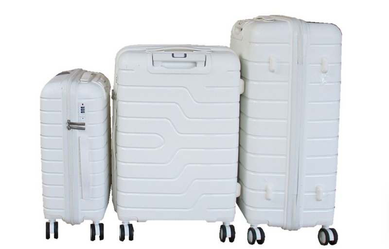 Unbreakable Travel Luggage 3 Piece Suitcases Spinner - White