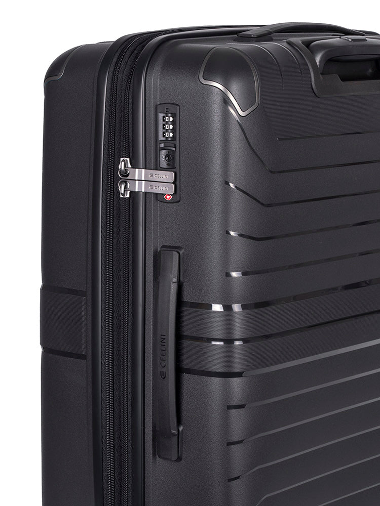 Cellini Guardlite Medium 4 Wheel Trolley Case Black