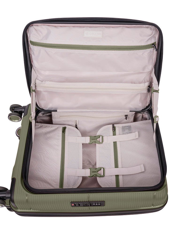 Cellini Ipak 4 Wheel Carry On Trolley Case Army Green