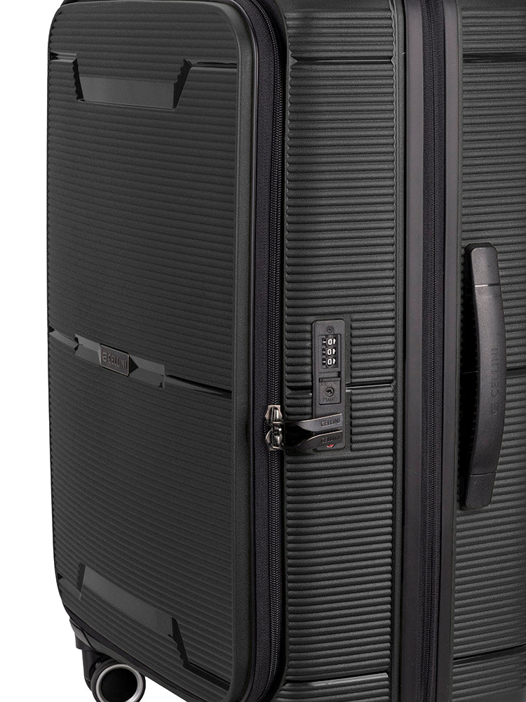 Cellini Ipak Medium 4 Wheel Trolley Case Black