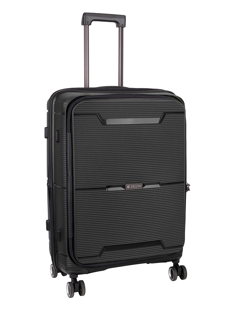 Cellini Ipak Medium 4 Wheel Trolley Case Black