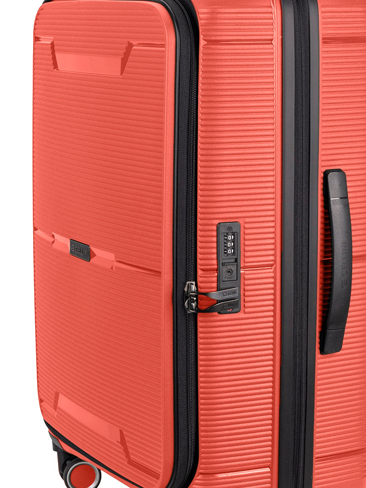 Cellini Ipak Medium 4 Wheel Trolley Case  Coral