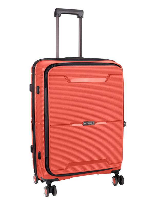Cellini Ipak Medium 4 Wheel Trolley Case  Coral