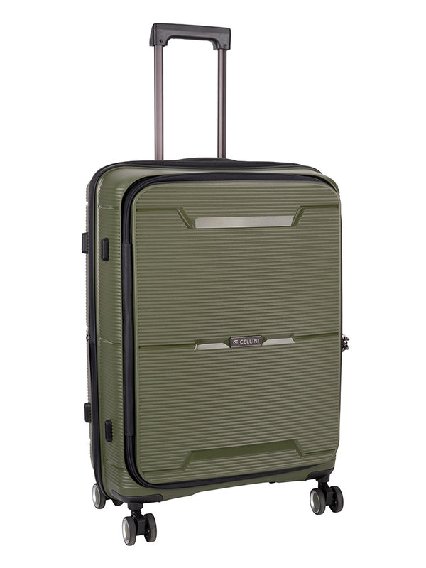 Cellini Ipak Medium 4 Wheel Trolley Case Army Green